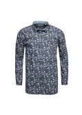 Chemise à fleurs MN03 manches extra-longues 72 cm en coton bleue