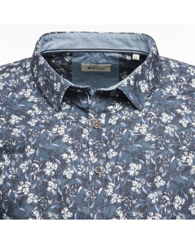 Chemise à fleurs MN03 manches extra-longues 72 cm en coton bleue