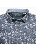 Chemise à fleurs MN03 manches extra-longues 72 cm en coton bleue