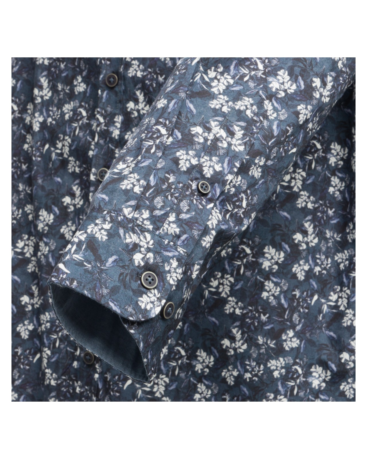 Chemise à fleurs MN03 manches extra-longues 72 cm en coton bleue