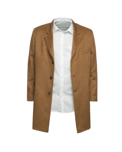 Manteau long en laine S4 grande taille camel