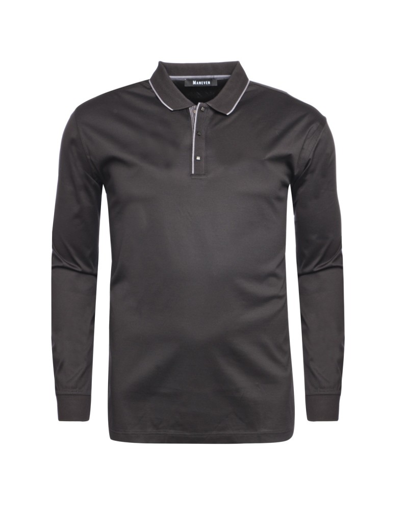 Polo manches longues Maneven pour homme grand noir