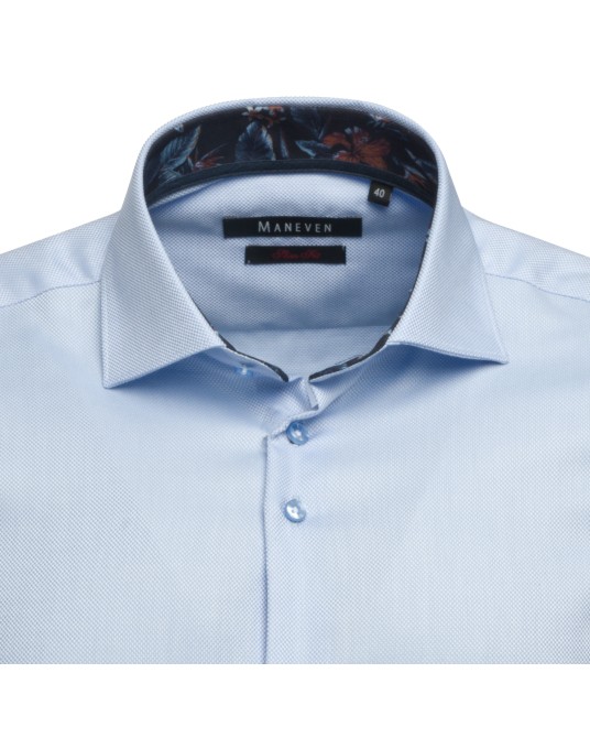 Chemise dobby cintrée Maneven manches extra-longues 72 cm bleue