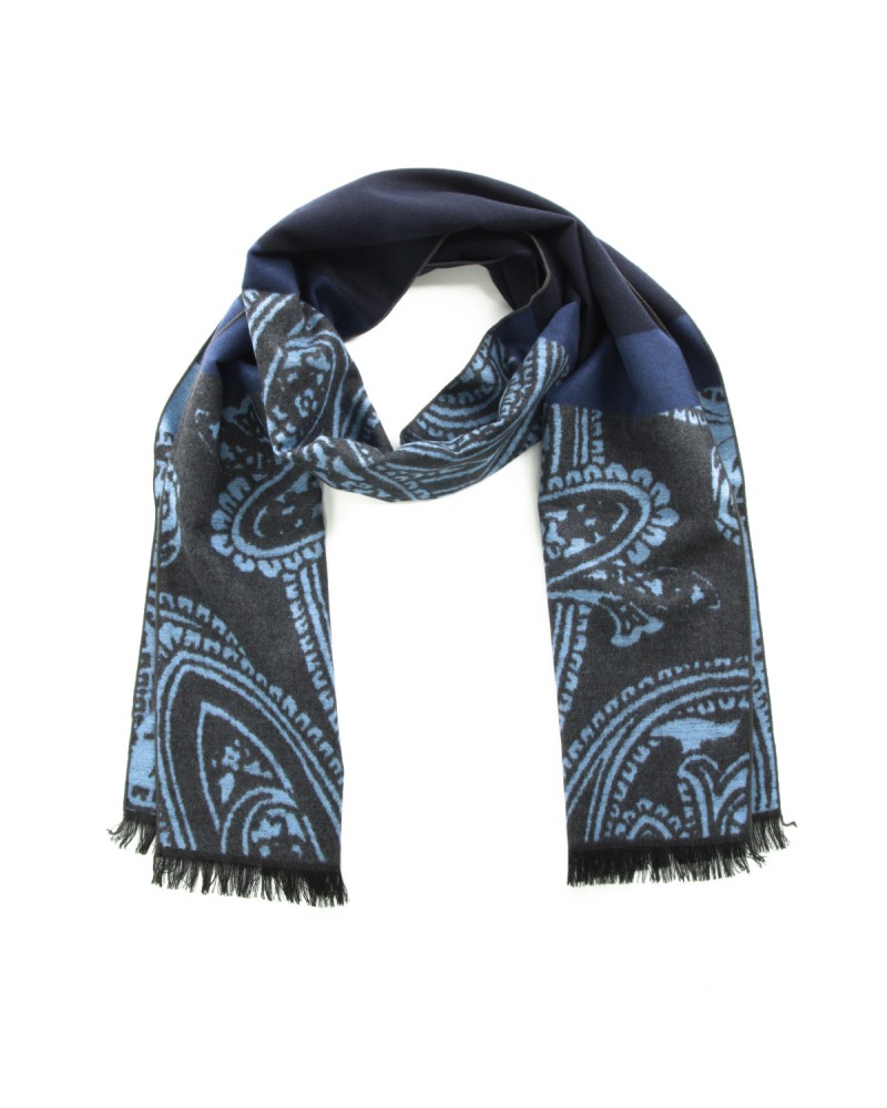 Maneven Echarpe en soie bleue pour homme