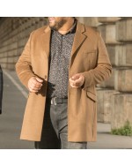 Manteau long en laine S4 grande taille camel