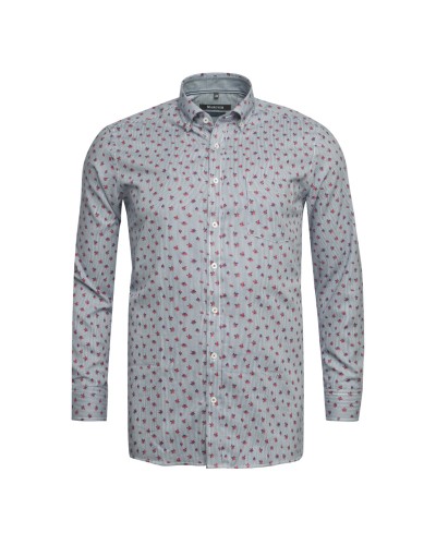 Chemise fleurie Maneven grande taille en coton bleu marine