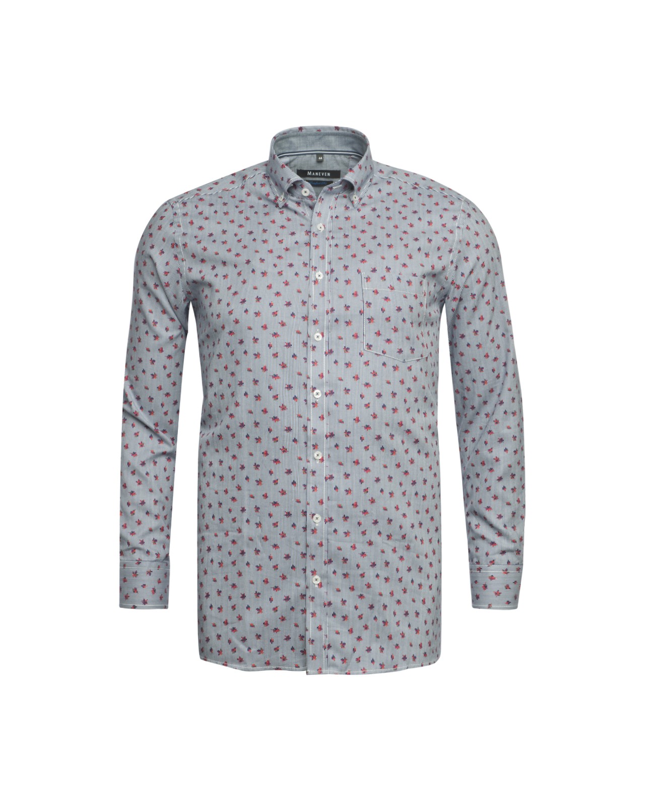 Chemise fleurie Maneven grande taille en coton bleu marine