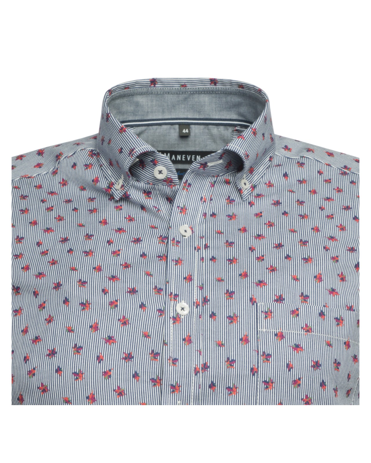 Chemise fleurie Maneven grande taille en coton bleu marine