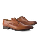 Chaussures derby patiné spécial pieds larges Paul Edwards bout rond grande taille cognac