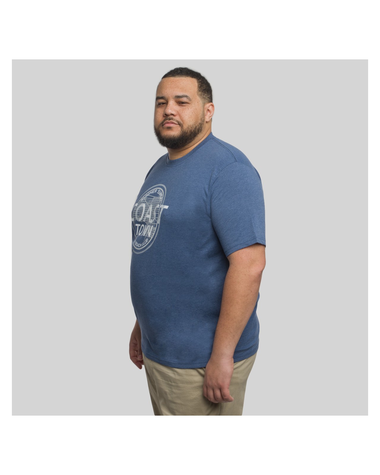 Tee shirt chiné imprimé Casa Moda grande taille bleu indigo