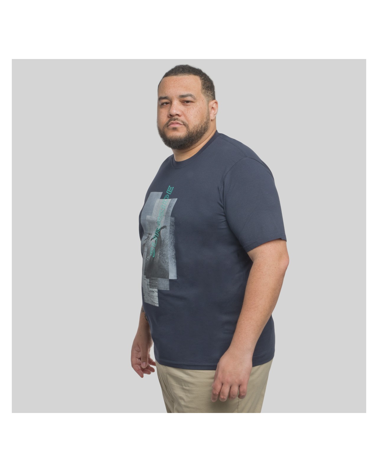 Tee shirt chiné imprimé Casa Moda grande taille bleu marine