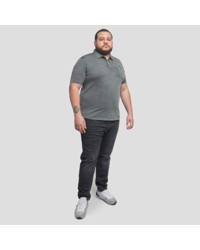 Polo jersey Mode Monte Carlo délavé grande taille pour homme gris