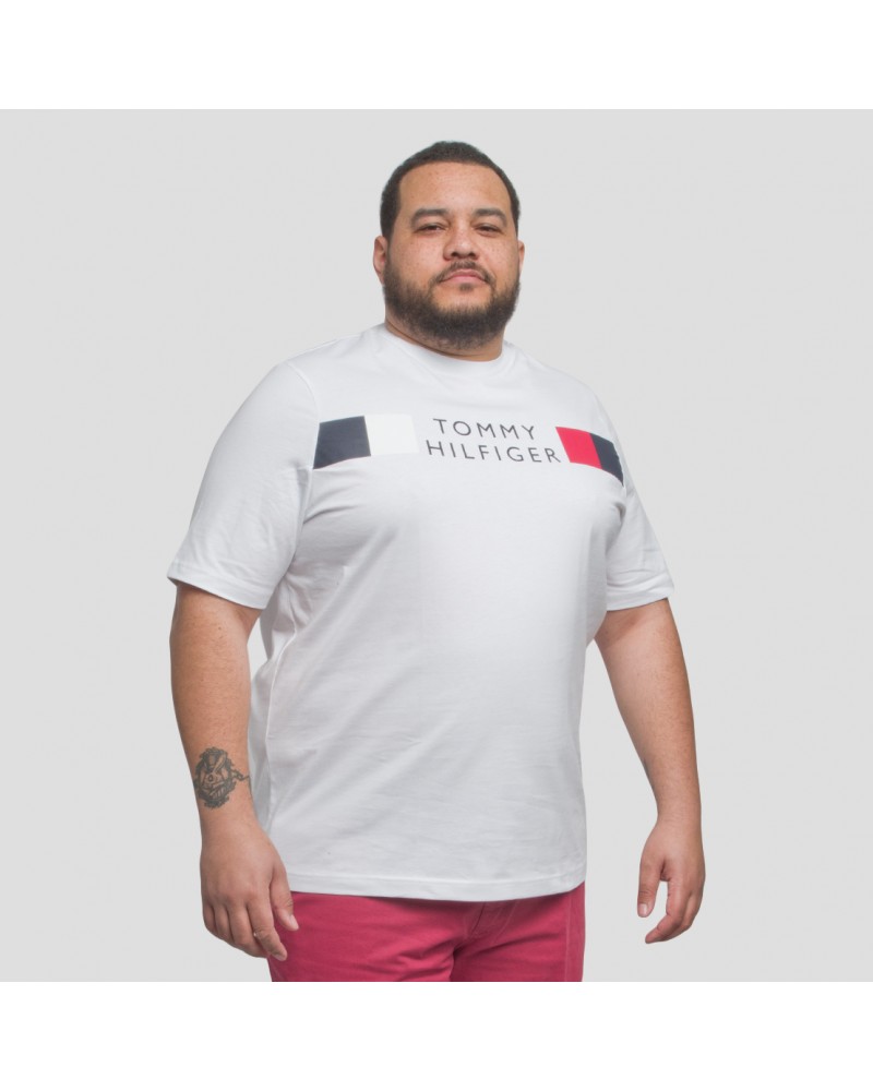 Tee shirt Tommy Hilfiger logo poitrine grande taille blanc SIZEFACTORY