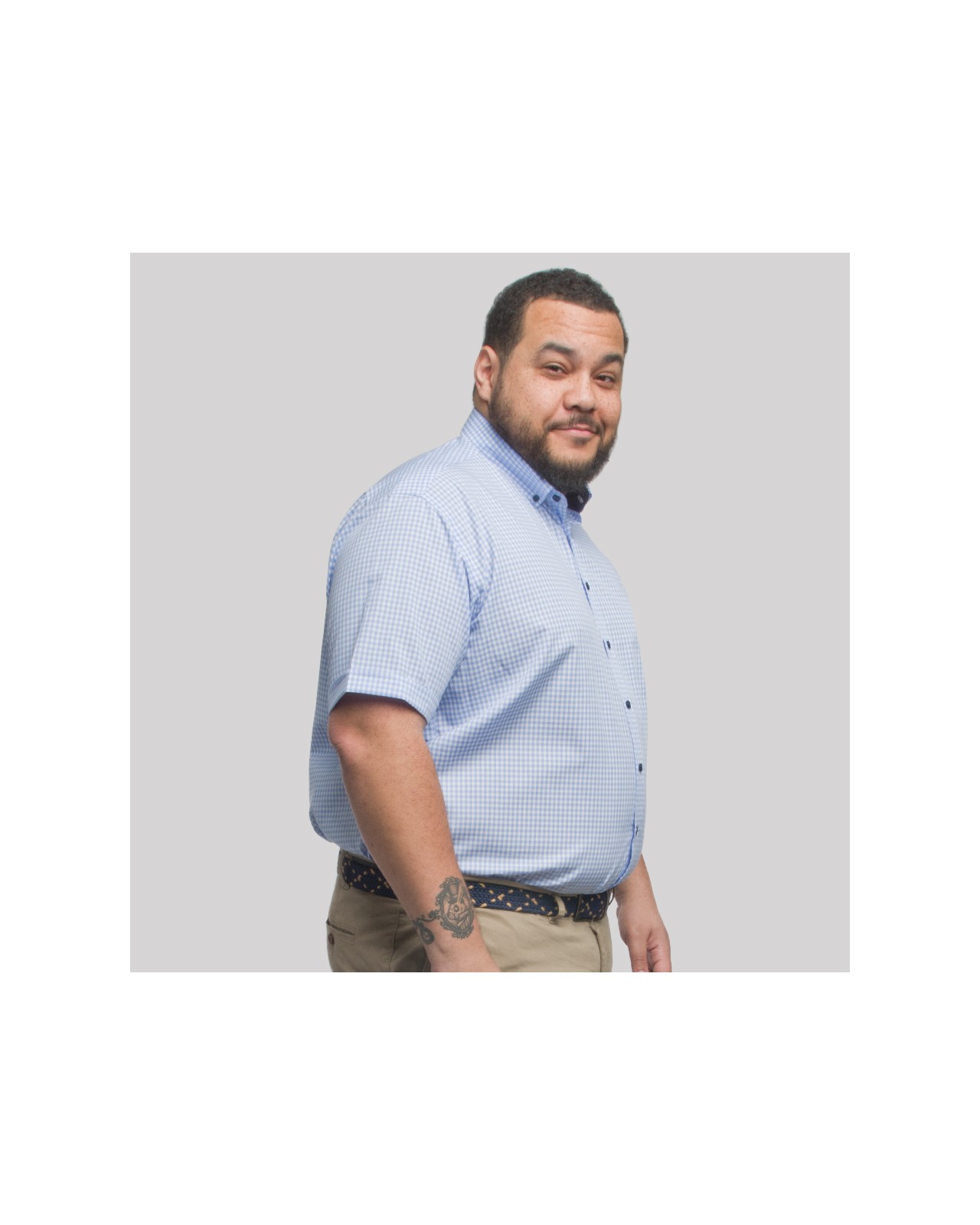 Chemisette Hastorg grande taille vichy bleu