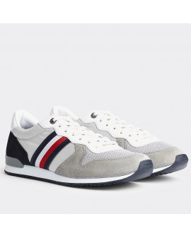 Sneakers Tommy Hilfiger Material Mix Runner grande taille gris