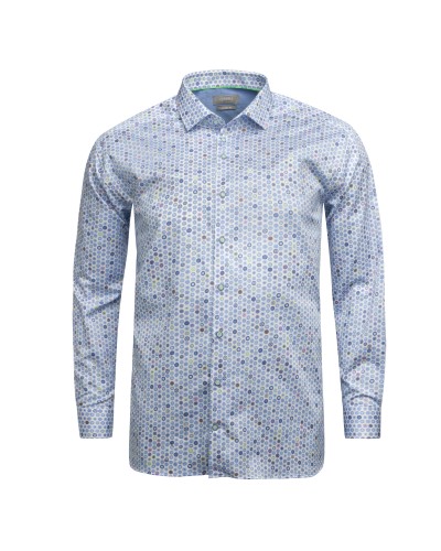 Chemise J.Ordell grande taille fantaisie bleue