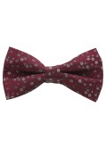 Nœud papillon Maneven grand tour de cou fleurs bordeaux en soie