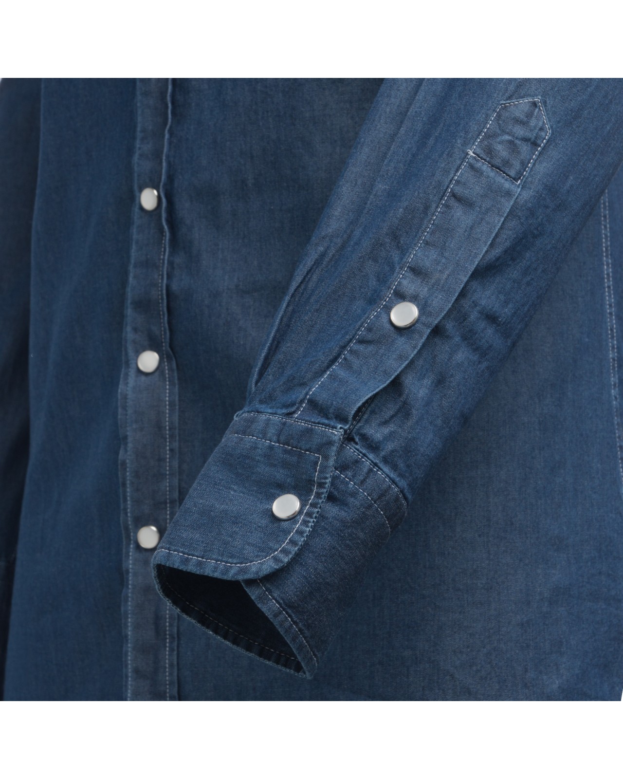 Chemise cintrée chambray 1214 manches extra-longues 72 cm bleu indigo