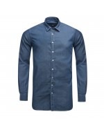 Chemise cintrée chambray 1214 manches extra-longues 72 cm bleu indigo