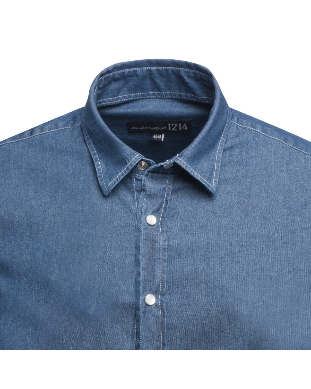 Chemise cintrée chambray 1214 manches extra-longues 72 cm bleu indigo