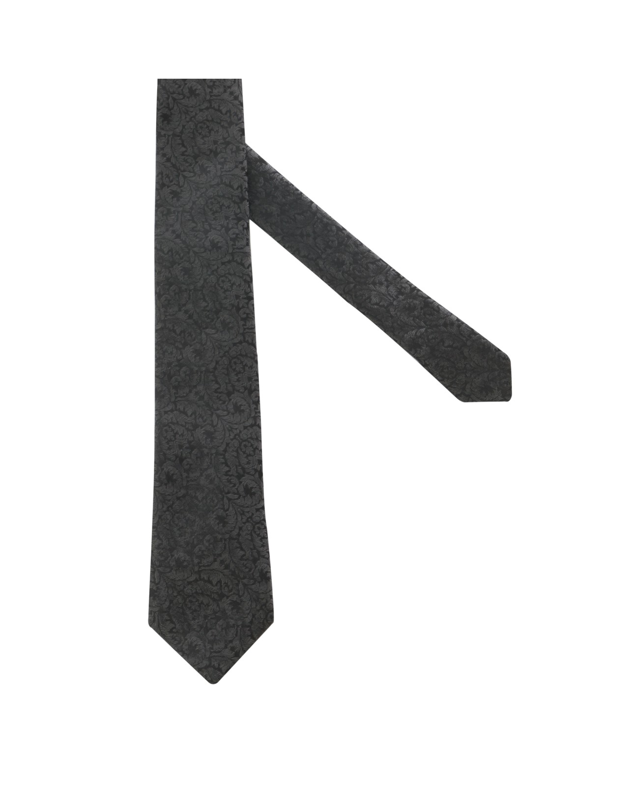 Cravate de cérémonie extra longue noire fleuri