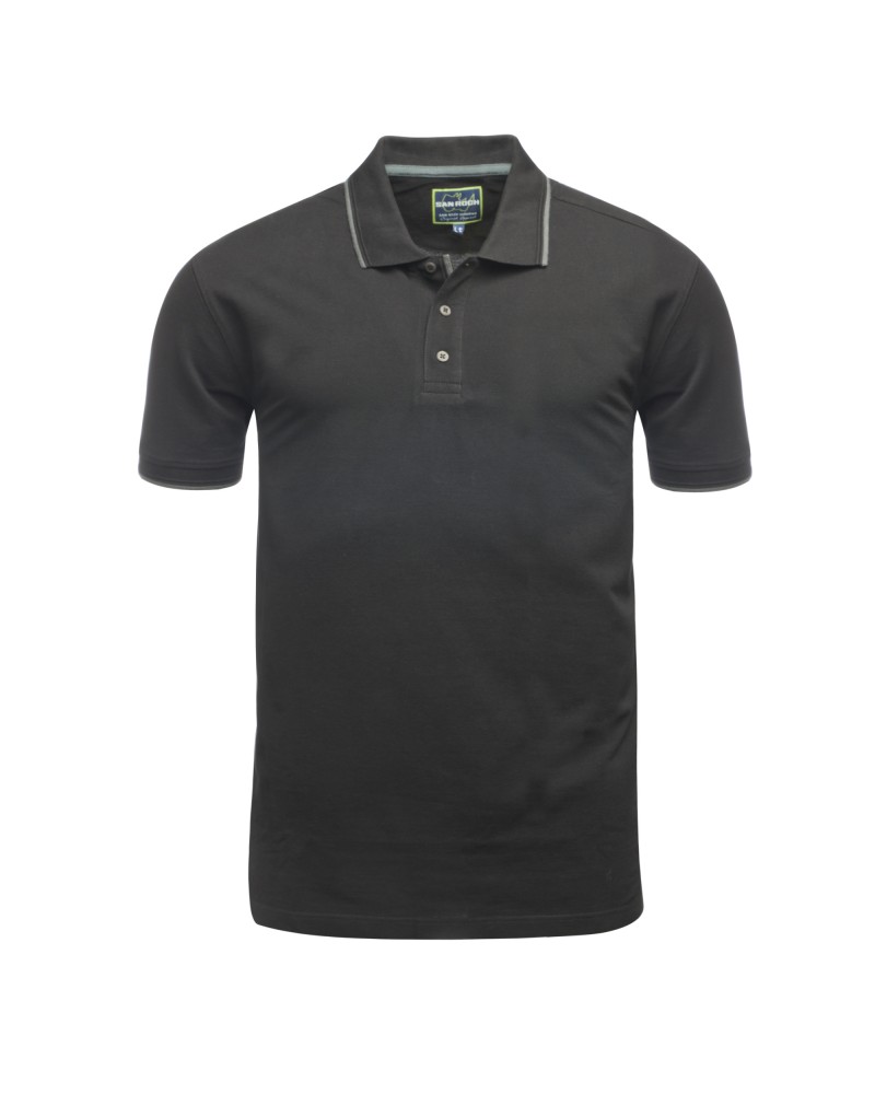 Polo piqué San Roch uni pour homme grand noir