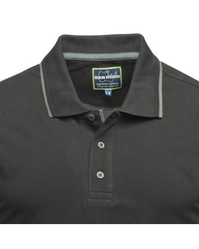 Polo piqué San Roch uni pour homme grand noir