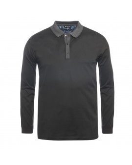 Polo manches longues Maneven jersey mercerisé grande taille noir