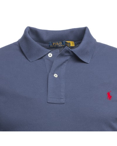 Polo manches longues Ralph Lauren piqué grande taille bleu marine