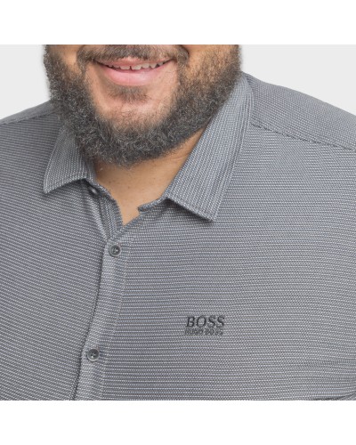 Chemise Hugo Boss grande taille dobby micro motif gris anthracite