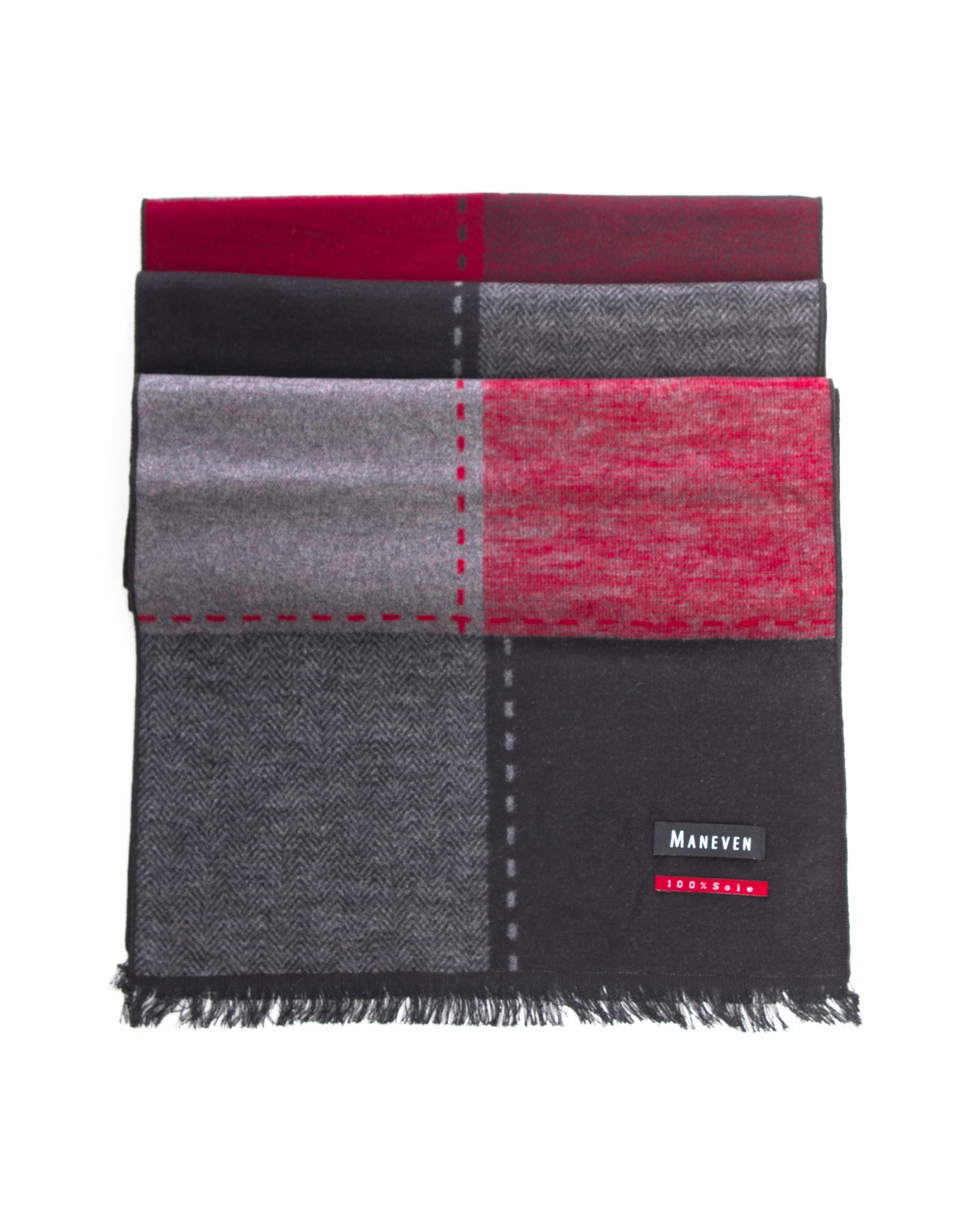 Echarpe Maneven en soie à carreaux rouge