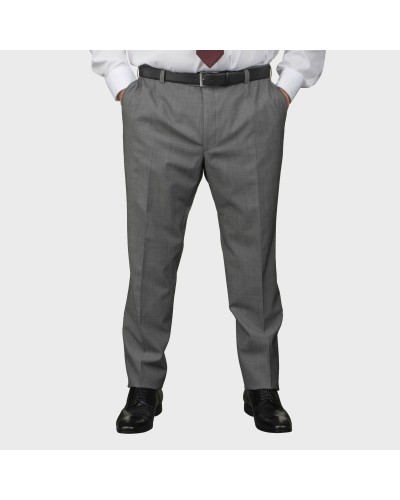 Pantalon de costume Bruno Saint Hilaire gris clair grande taille
