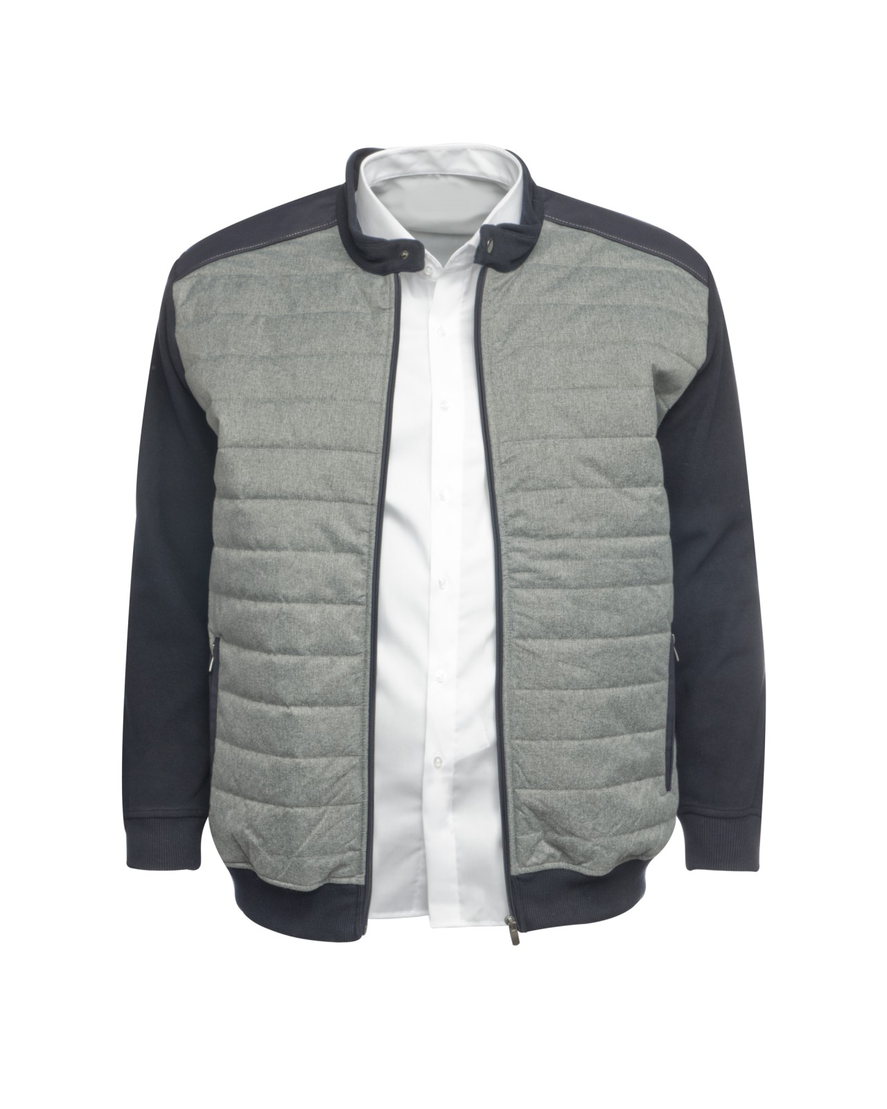 Blouson bi-matière Maneven grande taille bleu marine