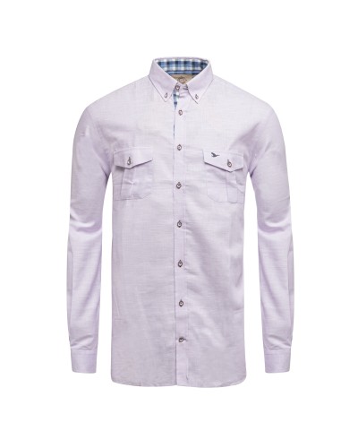 Chemise Oakman manches extra-longues 72 cm en coton mauve