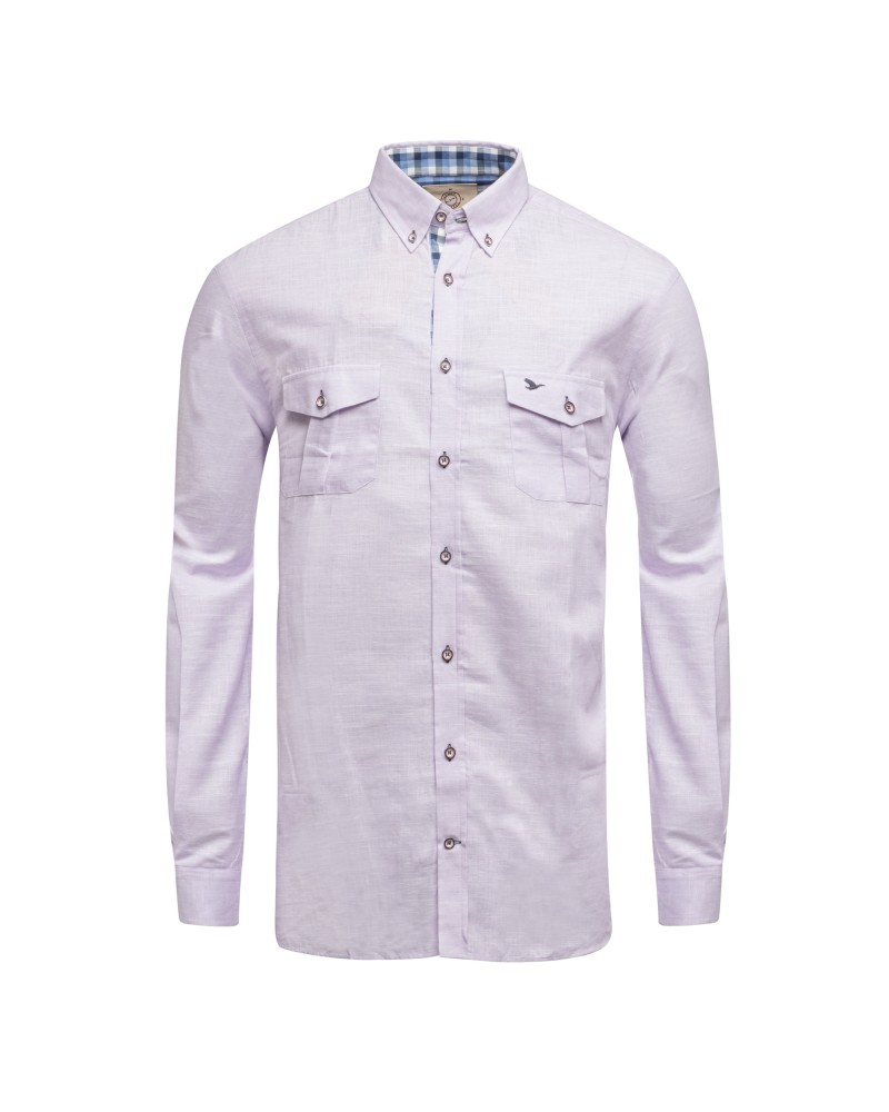 Chemise Oakman manches extra-longues 72 cm en coton mauve