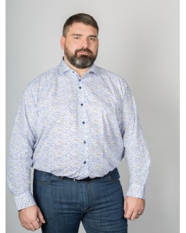 Chemise J.Ordell grande taille imprimé vélos bleu repassage facile