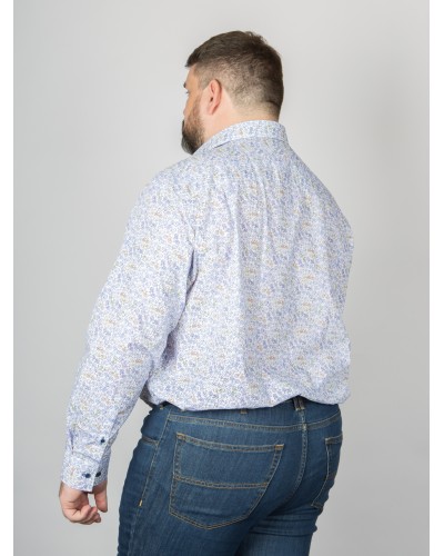 Chemise J.Ordell grande taille imprimé vélos bleu repassage facile