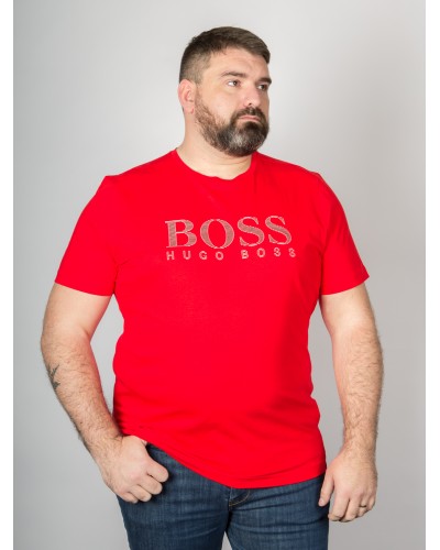 Tee shirt col rond Hugo Boss grande taille rouge