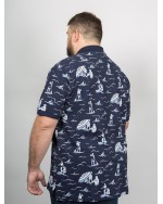 Polo piqué Ralph Lauren grande taille fantaisie bleu marine