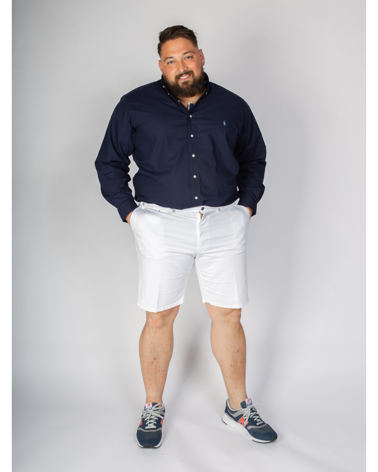 Short chino 1214 grande taille avec ceinture blanc