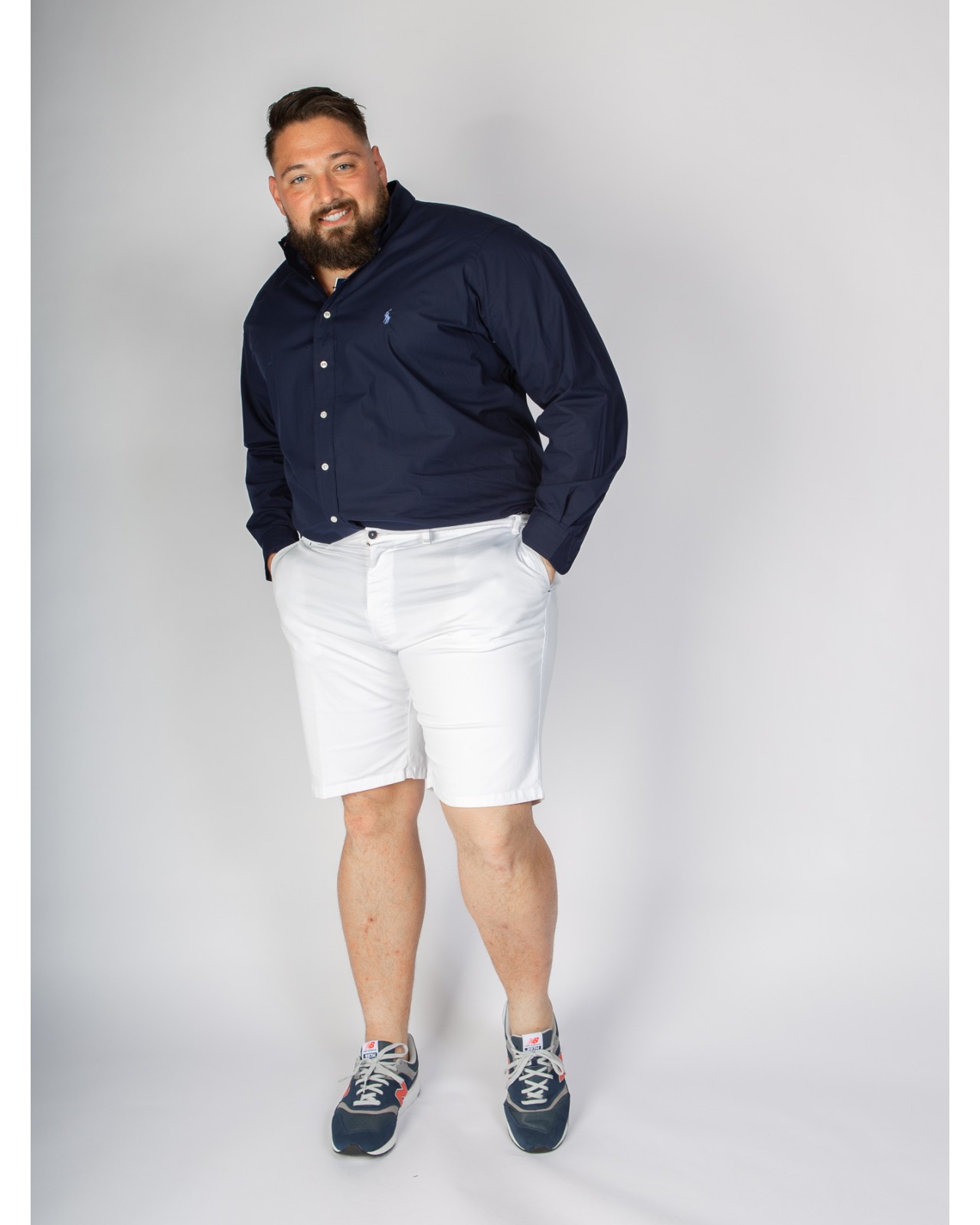 Short chino 1214 grande taille avec ceinture blanc