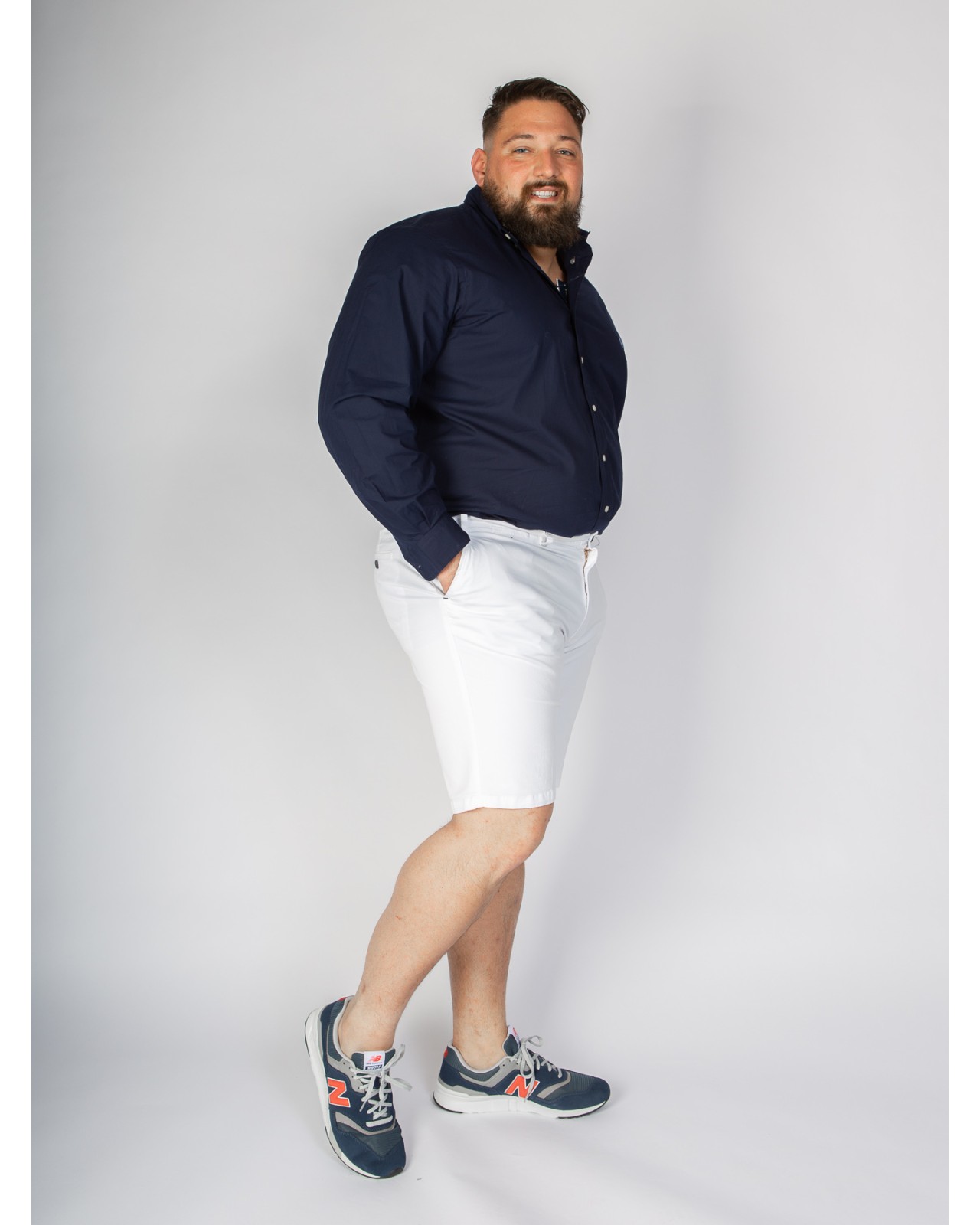 Short chino 1214 grande taille avec ceinture blanc