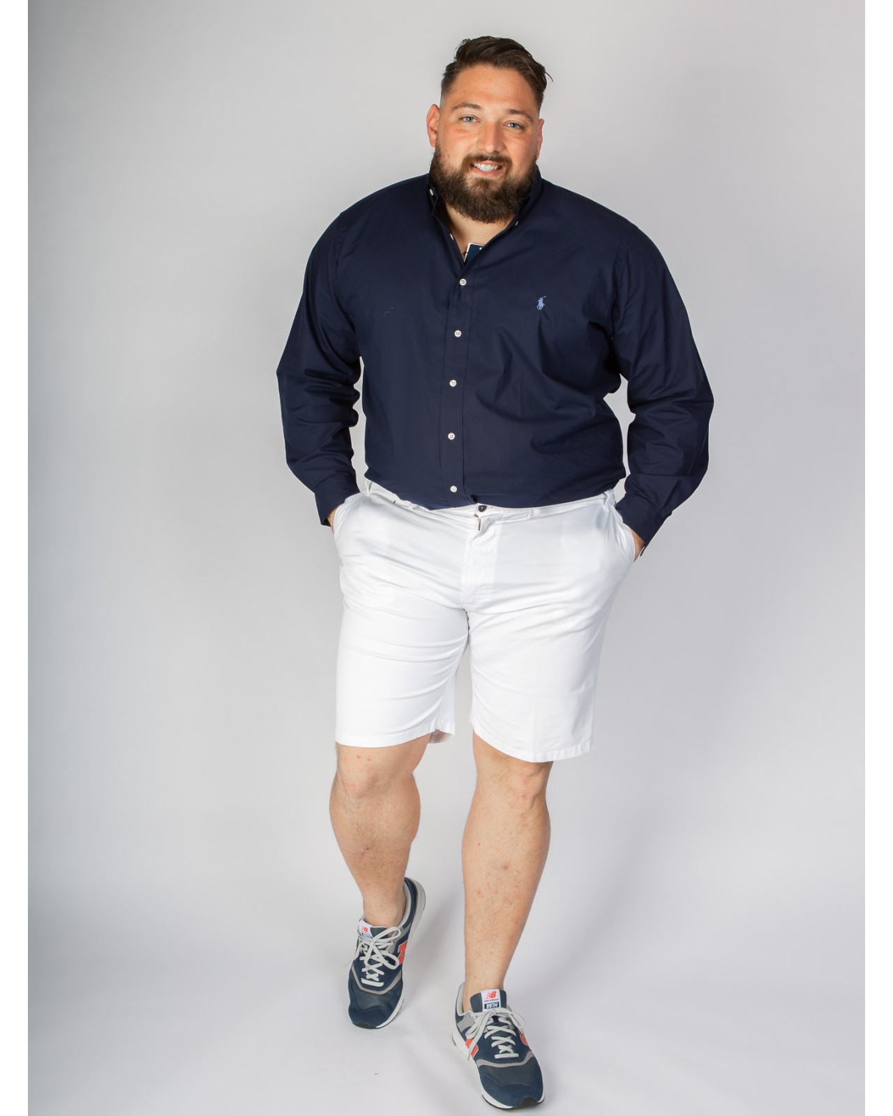 Short chino 1214 grande taille avec ceinture blanc