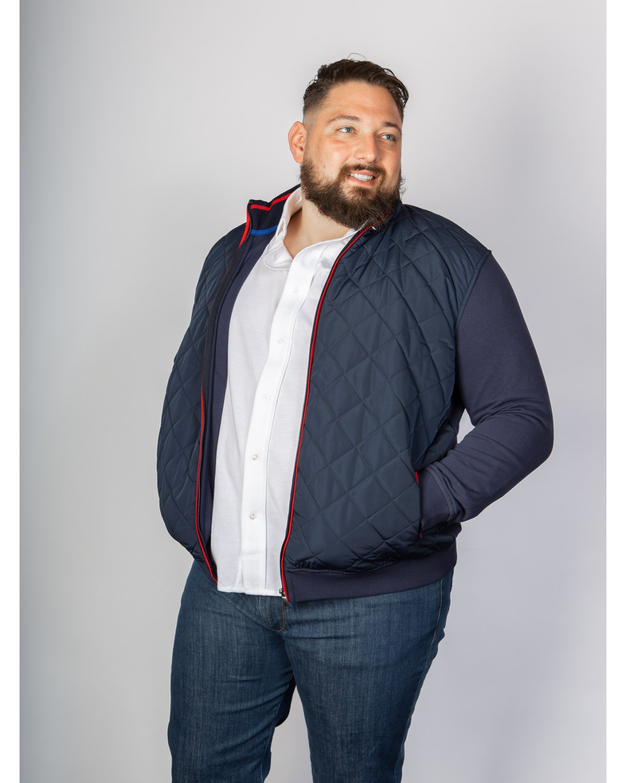 Blouson bi-matière Maneven grande taille bleu marine