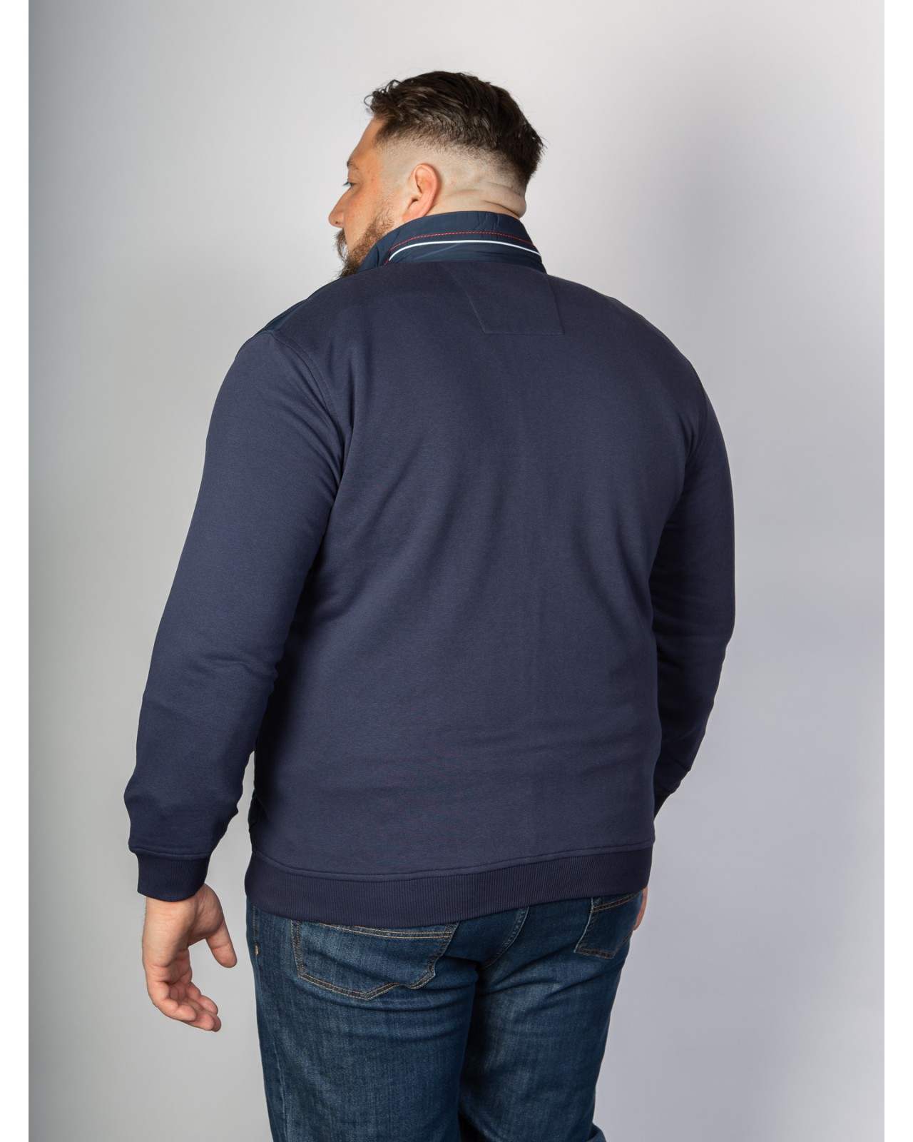 Blouson bi-matière Maneven grande taille bleu marine