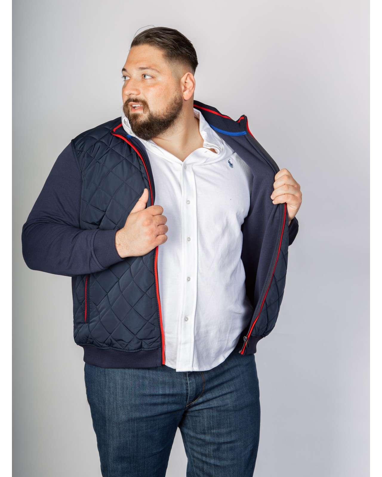 Blouson bi-matière Maneven grande taille bleu marine