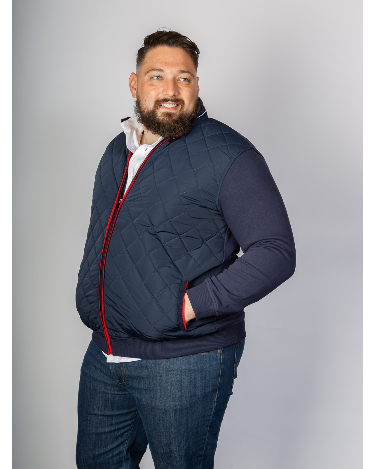 Blouson bi-matière Maneven grande taille bleu marine