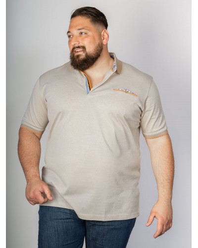 Polo piqué oxford mercerisé Maneven grande taille beige