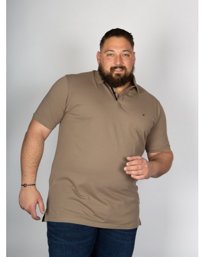 Polo piqué stretch Casa Moda grande taille beige taupe