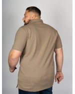 Polo piqué stretch Casa Moda grande taille beige taupe